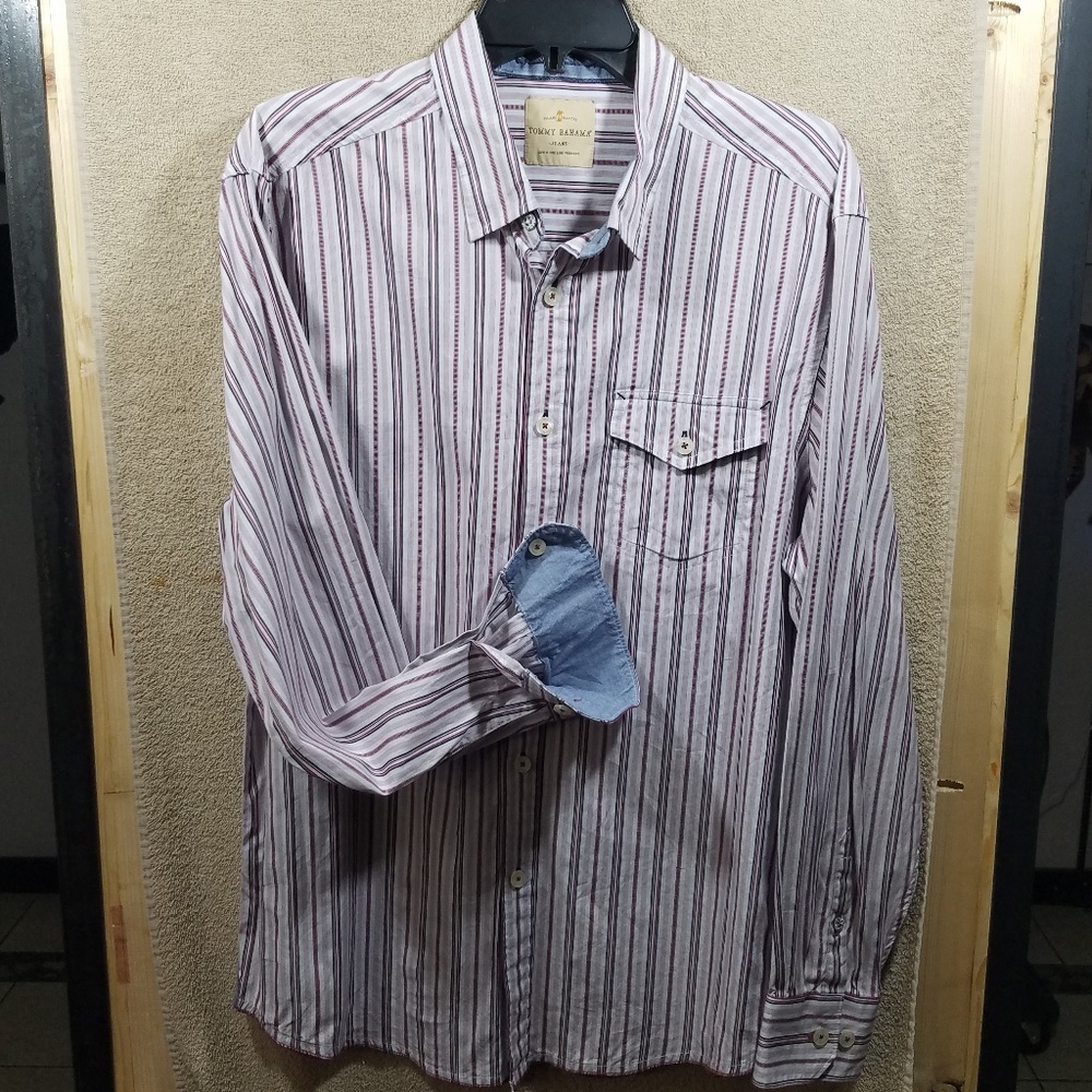 Tommy Bahama Jeans Striped Mens Button Shirt - L